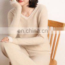 Women Wide Leg Plain Knit Loose Stright Trousers Casual Wool Pants thumbnail-3