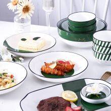 Dark Green Bone China Tableware Set thumbnail-3