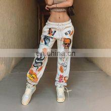 2021 Autumn and Winter New Fashion Street Trend Multi-pattern Printing Strap Thick Warm Casual Pants thumbnail-2
