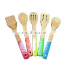 Wholesale Colorful Non-stick Lacquered Handle Kitchen Bamboo Bbq Spatula thumbnail-3