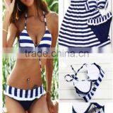 Lady Sexy Beach Cross Strip Style Halterneck Top Bikini Set Padded Swimwear Sexy Lingerie thumbnail-1