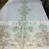 White Beaded Indian Sarees Fabric (KFT-011)