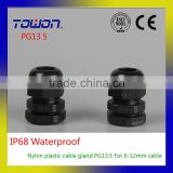 PG13.5 Cable Gland IP68 Waterproof Connector Diameter 6-12mm Nylon Plastic Wire Glands