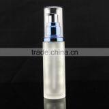 Frosted Cosmetic Glass Bottle With Aluminum Pump in Stock thumbnail-1