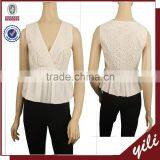 2016 S/S New Design White 100%cotton Sleeveless Sexy Tops for Women thumbnail-1