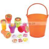 Fashion Wholesale Mini Plastic Orange Pail Filled with Christian Pumpkin Stampers Promotional Popular Colorful Self Inking Stamp