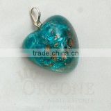 Blue Orgone Heart Pendant | Blue Stone Pendant | Orgone Puffy Heart Pendant | Orgonite Pendant