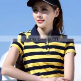 China Factory Women Cotton Blank Polo T-shirt with stripe