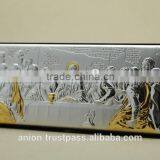 Greek & Russian Orthodox Wooden Icon. Last Supper. Silver. Made in Italy thumbnail-2