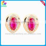 Ruby Gemstone Platinum Plating Silver Eardrop Ear Plug 925 Sterling Silver Hoop Gold Earring thumbnail-6