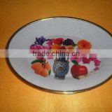12"plastic oval flat printing dish with metal ring
