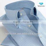 Italian style new brand design pure cotton high collar stripe trendy short sleeve casual shirt men fashion