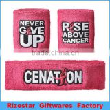 multi colors with customized logo cotton terry toweling sport sweatband