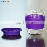 Manufacturer Borosilicate Heat Resistance Double Wall Drinking Glass Mug Cup With Silicone Cover