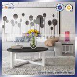 ROUND ELEGANT WHITE NEW DESIGN FIBER MDF COFFEE TABLE UNIQUE TEA TABLE thumbnail-3