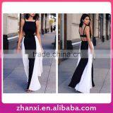 Wholesale Sexy Classy Black and White Stitching Strap Trimmed Party Dress thumbnail-1