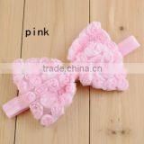 Fashion Baby Shabby Chiffon Rose Flower Hair Bow Headband New Design thumbnail-3