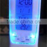 Digital LCD Display Time and Thermometer Snooze Clock / Square Blue LED Digital Clock / Music Clock / Automatic Calendar Clock thumbnail-3