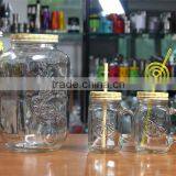 Wholesale Glass Mason Jar With Handle, Glass Mason Jar With Straw thumbnail-5