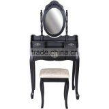 Black French Style Dressing Table With Oval Mirror thumbnail-2