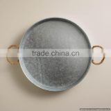 Matte Finished Metal Tray With Rope Handle thumbnail-1