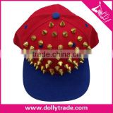 Fashion Punk Golden Rivet Style Red Snapback Hat and Cap