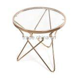 Elegant Furniture Brass PVD Solid Stainless Steel Glass Coffee Table