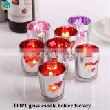 Customized Printed Love Peace Theme Decal Glass Candle Holder