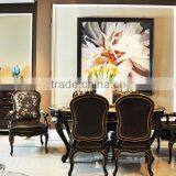 Exquisite French Classic Wood Veneer Marquetry Inlay Dining Table for Six People With Floral Upholstery Armchair Set BF12-03274c thumbnail-1