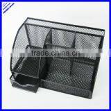 High Quality 6 Divided Compartment Black Metal Wire Mesh Stationery Holder thumbnail-1