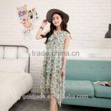 Floral Print Ruffles Chiffon Maxi Dresses Strap v Neck Beach Summer Dress thumbnail-3