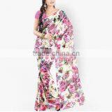 2016 Indian Traditional Saree Print Series Chiffon Long Irregular Women Dress thumbnail-4
