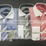 Stock USA Men Oxford Stripes Dress Shirt With Tie/Hankie/Cufflinks thumbnail-2