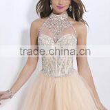 Backless Chiffon Beaded Bling Knee Length Sparkly Cocktail Dresses thumbnail-1