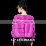 2016 Casual Woman Overclothes Rex Rabbit Fur Coat Lady Faux Fur Stylish Coat for Winter thumbnail-2