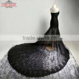 Long Floor-length Black Mermaid Wedding Dresses/Backless Wedding Dress thumbnail-3