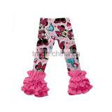Giggle Moon Latest Design Fall and Winter Cartoon Printing Children Pants Girls Cotton Triple Ruffle Pants Wholesale thumbnail-2