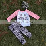 Full Stock Aztec Otufits Children Set "Awesome" Long Sleeves Kids Clothing Pants Boutique Girls Clothes With Headband Sets thumbnail-1