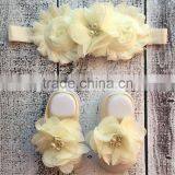 Hot Selling Girls Sandal With Ivory Flower Chiffon Headband Kids Barefoot Sandal Child Wear NP-G-CS905-49 thumbnail-1