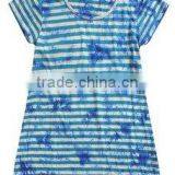 Young Girls Popular Good Sale Short Sleeve Splash-ink Colorful Striped Dress Shirt thumbnail-1