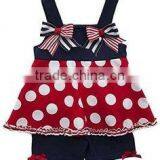 High Quality Patriotic Baby Shorts Set Bowknots Girls July 4th Clothing Set Cotton Kids Clothing Wholesale Girl Outfits