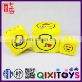Creative plush toys various emoticon custom printed dice funny foam cube with emoji pattern for kids