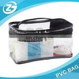 Waterproof Traspaent Logo Printed Polyester PVC Black Cosmetic Bag thumbnail-1