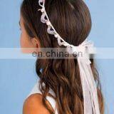 New 2014 High Quality Graceful Wedding /Bridal Veil For Flower Girl,Perfect White&Pink Head Wreath,Head Band,Communion Veil thumbnail-2