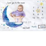 Soft Premium Fleece Baby Monthly Milestone Blanket Photo Blanket With Bandana Drool Bib for Boys Girls Baby Newborn Shower Gift thumbnail-2