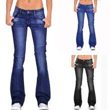 Low-rise Skinny Women's Flared Jeans Medium Wash Spot Women's Jeans thumbnail-2