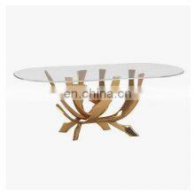 Trendy Design Glass Top Coffee Table New Arrival Luxury Gold Plated Leg Coffee Table / Center Table For Living Room