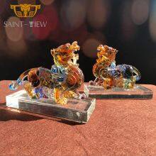 Fengshui Wholesale Crystal Liuli Pair Auspicious Lions Mini Statues Wedding Gift thumbnail-3