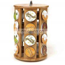 Multifunctional Durable Bamboo 360-degrees Revolving Coffee Pod Holder Nespresso Capsule Rack Organizer Storage thumbnail-2