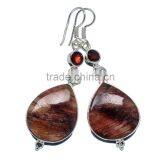 AGATE & GARNET EARRING ,925 Sterling Silver Jewelry Wholesale,WHOLESALE SILVER JEWELRY,SILVER EXPORTER,SILVER JEWELRY FROM INDIA thumbnail-1